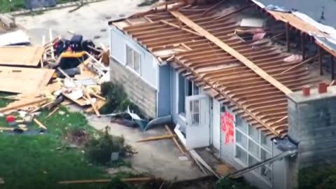 Aerial footage of the aftermath of a tornado that struck Cincinnati
