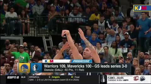 "Stephen Curry sinks Mavericks, Warriors one win away from finals after win 109-103" - Max