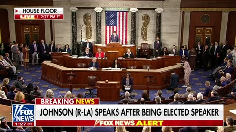 Mike Johnson addresses Congress after being elected House speaker