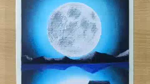 Oil pastel drawing - Moonlight night scenery drawing #shorts.mp4