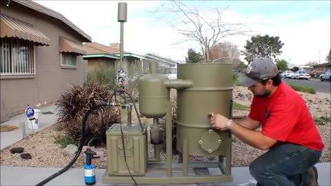 amazing homemade gasifier uses wood pellets to run generator