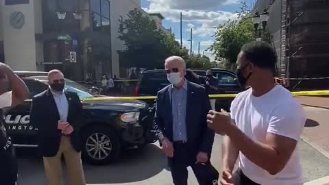 Joe Biden poses with Black Lives Matter protester in Wilmington