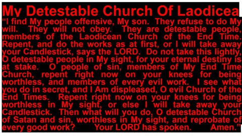 My Detestable Church Of Laodicea