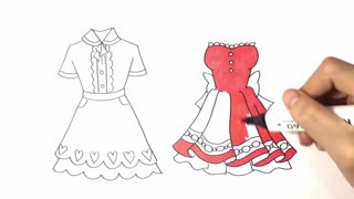 How to draw kids Desing Dress #Learning Coloring Pages for children with Colored Markers