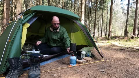 MSR pocket rocket . Making a brew in the tent