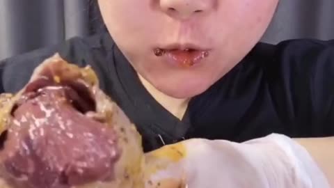 Fried Pig Intestine Sausage Mukbang ASMR