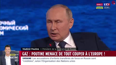 Gaz _ Poutine menace de tout couper à l'Europe !