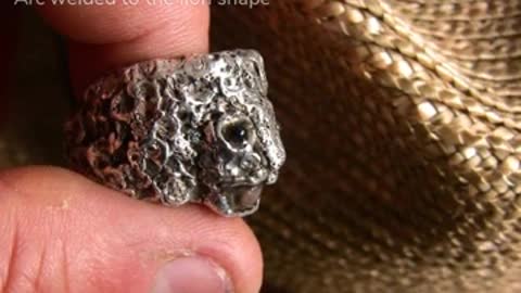 Lion Head ring by OPV, .9999+ pure silver arc welded (not a cast)