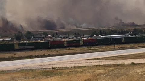 Fire threatens Hanna, Wyoming