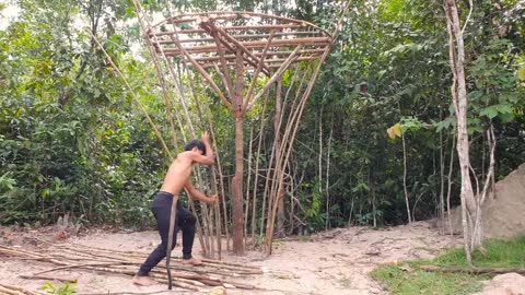 The bushman will construct an air purifier house and watch the sun set