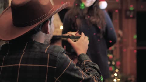 A man receives a Christmas gift