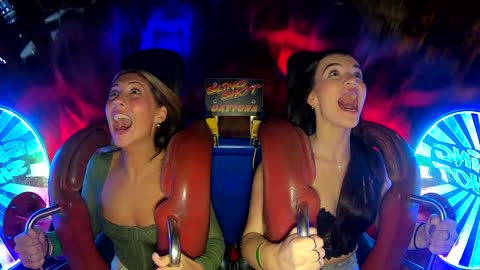 Beauty girl reaction with slingshot
