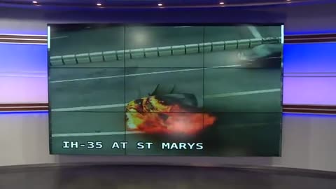 WATCH_ Car ablaze on San Antonio highway