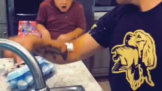 Bicep Curl Breaks Egg All Over Son's Face