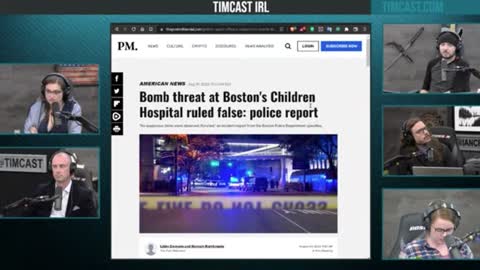 Tim Pool cites reporting from The Post Millennial about how the bomb threat at Boston Children's Hospital was ruled false