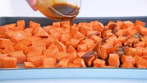 Oven Maple Roasted Sweet Potatoes