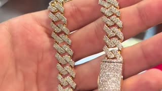 Solid Gold & Natural Diamond Cuban Link Bracelet