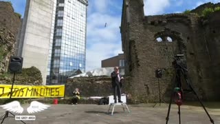 Paul Burgess, climate expert, speaks at SAT Swansea 15 minute city demo (05/07/23)