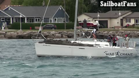 WAR CHANT Sailboat Light Cruise Under Bluewater Bridges In Sarnia