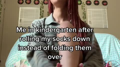 Me in kindergarten after rolling my Socks down