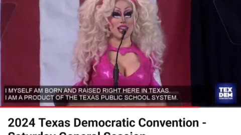 Featured drag queen speaker at the Texas Democratic Convention promotes