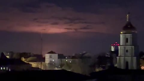 Skies of Kyiv, Ukraine lit up by fire and bombs this Saturday night…by Russia the aggressors
