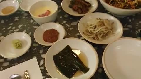 Korean style barbecue party at a Korean restaurant
