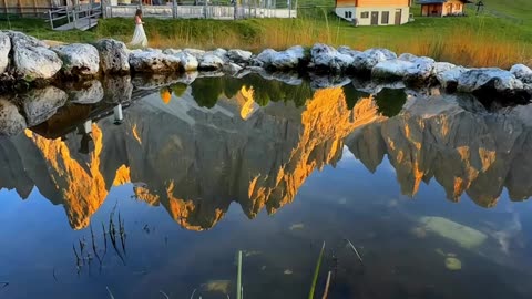 Sunset reflections in the dolomite