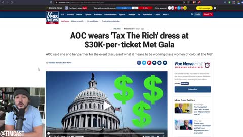 AOC SLAMMED For Attending $30k MET Gala In Tax The Rich Dress, Elites Don't Wear Masks But Staff Do