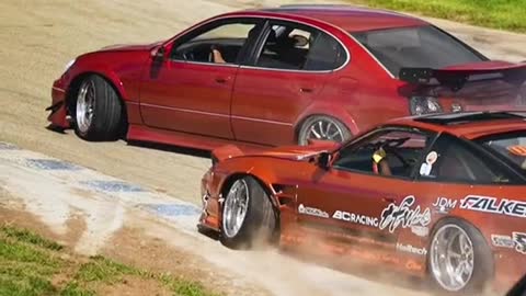 Slow-motion car repair during car race on the racetrack.