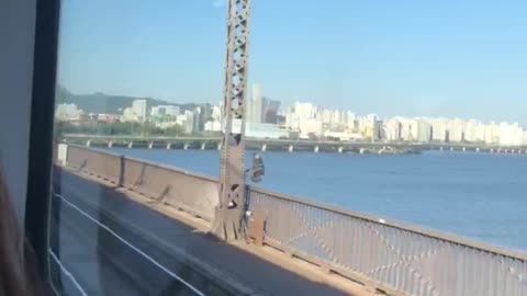 The landscape of Han river from running train