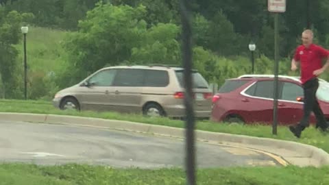 Dedicated Fast Food Employee Delivers Food