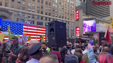 Hamas supporters gather at Times Square in New York City to celebrate