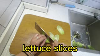 Chopping and Shredding Celtuce (Chinese Lettuce)