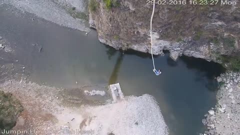 Funny video bridge bungee