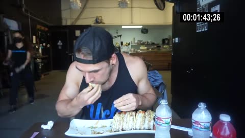 BIGGEST SUSHI ROLL CHALLENGE IN CALIFORNIA! MONSTER SUSHI ROLL! Man Vs Food
