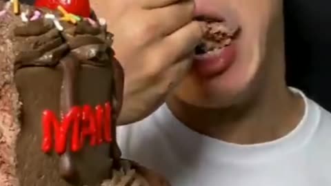 Huge chocolate cake ASMR mukbang