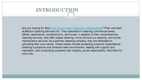 Looking for the best Post Construction Cleaning in Williamsburg