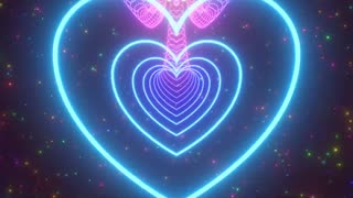 087. Flying Through Multiple 3D Rainbow Heart Wave Tunnels In Outer Space 4K Moving