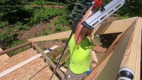 Off Grid Cabin Build- Putting up Rafters