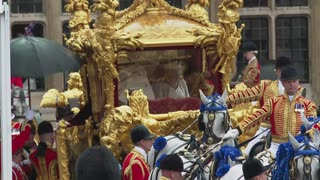 King Charles leaves Westminster Abbey after coronation ceremony