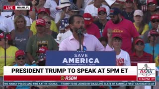 Donald Trump JR speaks at the Trump rally.
