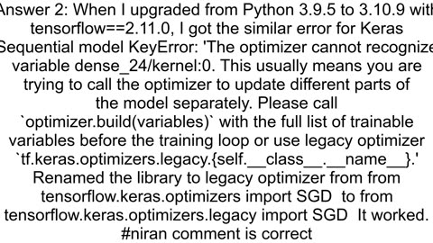 KeyError 39The optimizer cannot recognize variable dense_1kernel0 for pretrained keras model VGG19