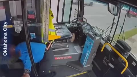 When bus driver driving one guy fighting with