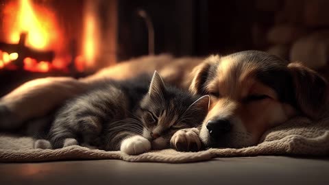 Cute Cat Video I Cat and Dog Sleeping together