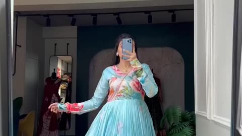 Tussar Silk Designer Gown In Green