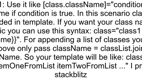 How can I dynamically set a CSS class list of an element in Angular from the class component