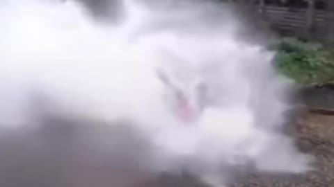 Motorbike Water Fail. Motorbike can't ride through water as easy as cars