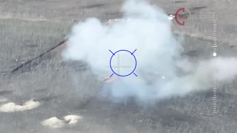 Russian artillery works on Ukrainian positions near Seversk.