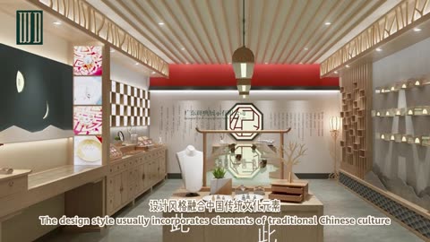 Chinese style small jewelry store design